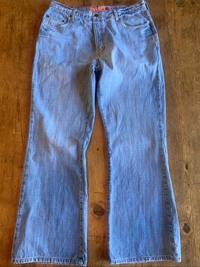 Mossissue Light Blue Bootcut Jeans - button fly